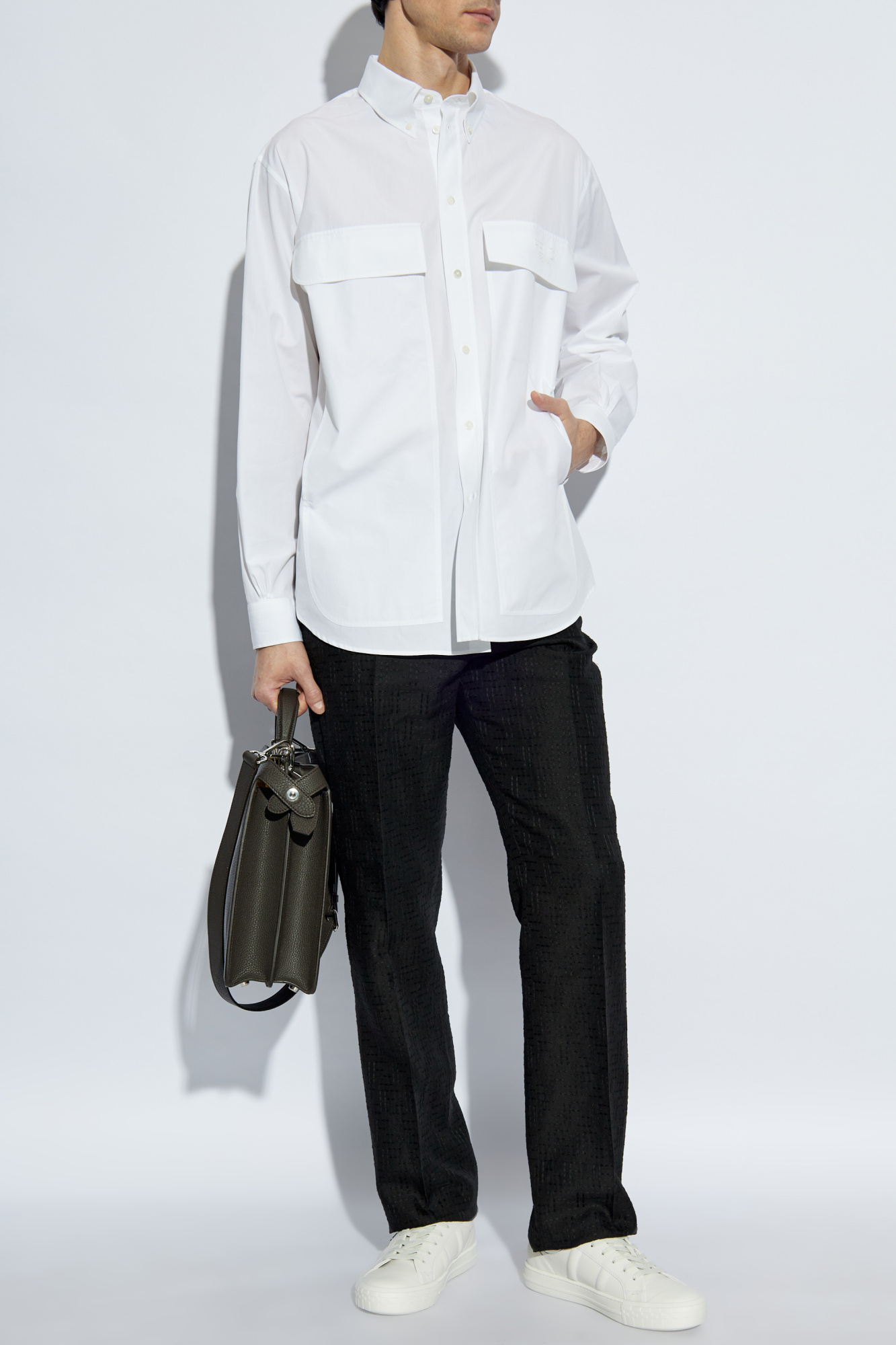 Tシャツ・カットソー FENDI SS25 White poplin shirt (FS1310AU6X F0QA0) White Shirt with logo Fendi - Vitkac AS